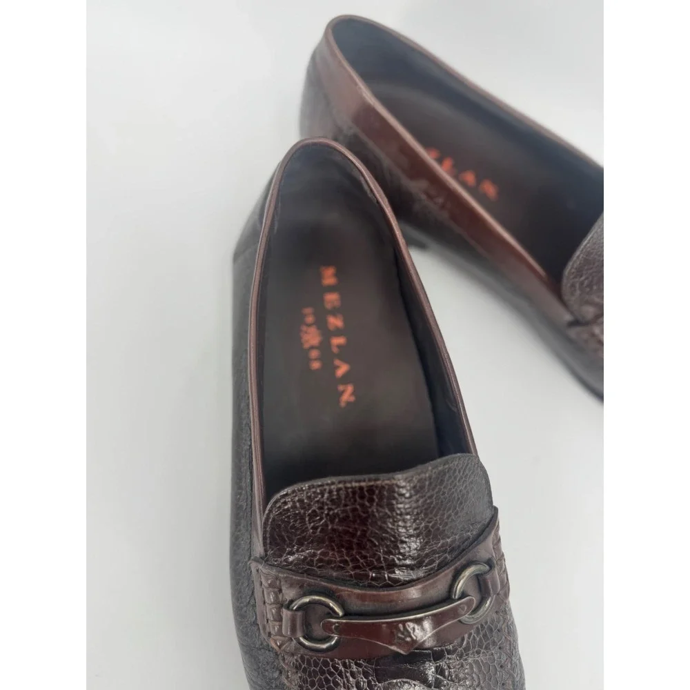 Mezlan Mens 9 Brown Genuine Ostrich Leg‎ Horsebit Loafers Exotic Leather Shoes
